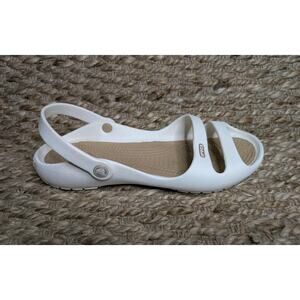 Crocs Cleo II White Sandals Slides Comfort Shoes Womens 9 Beach Travel Vacation